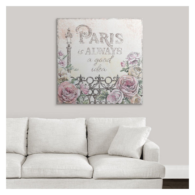 « iv », reproduction d’impression Paris Roses, H 35 po x l 35 po x P 1,5 po, Toile