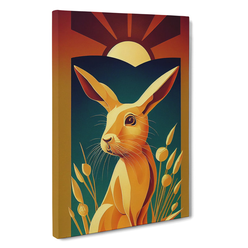 XC1022-2399X Hare Art Deco No.2 - Wrapped Canvas Print, 50cm H x 35cm W x 3cm D