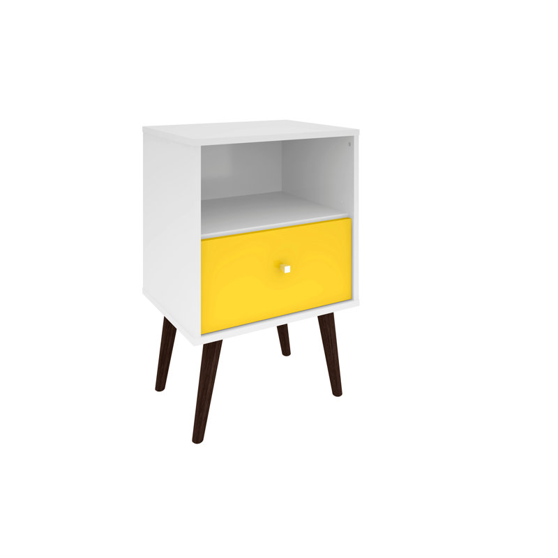 Table de chevet blanche et jaune