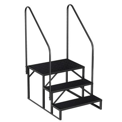 Portable  Rv & Hot Tub Stairs With Handrail - Heavy Duty Outdoor Steps For Travel Trailers, Camper, Spa, Porch, 440 Lb Capacity, Easy Install