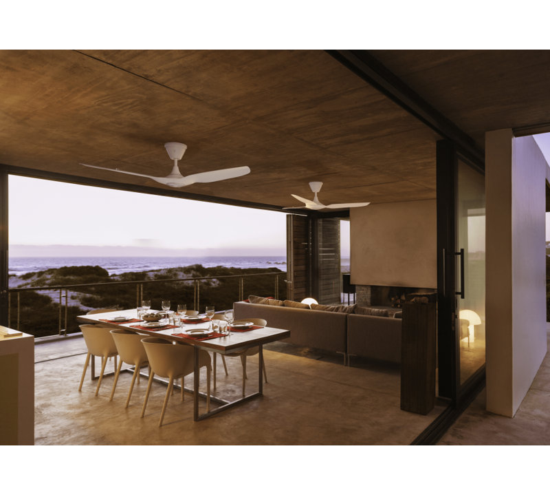 Haiku Coastal 3 - Blade Outdoor LED Smart Propeller Ceiling Fan with Remote Control and Light Kit Included, 52"