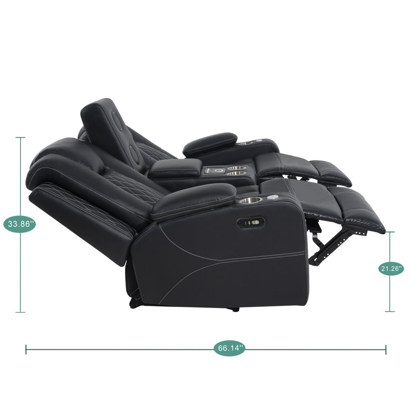 Ensemble de fauteuil de mouvement de style théâtre + canapé avec appui-tête réglable, Noir, noir, noir, noir