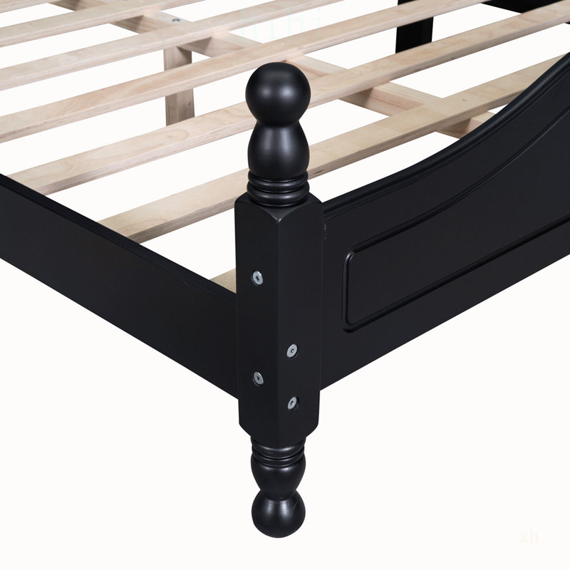 Cadre de lit plateforme en bois Queen Size de style rétro, support à lattes en bois pour un confort et une durabilité accrus