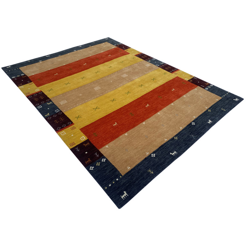 Finty Chequered Wool Hand Loomed 170cm X 240cm Area Rug