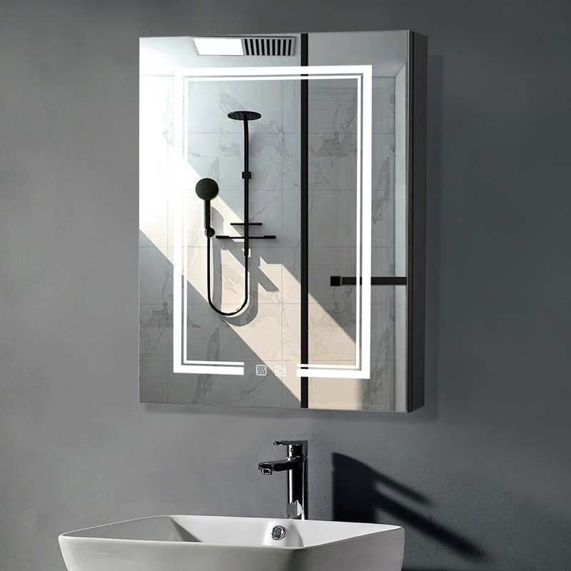 Bezarez 50.8mm W 71.12mm H Recessed Frameless Medicine Cabinet Mirror 3 Fixed