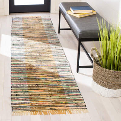 Rag Rug Flat Weave Cotton Striped Rug