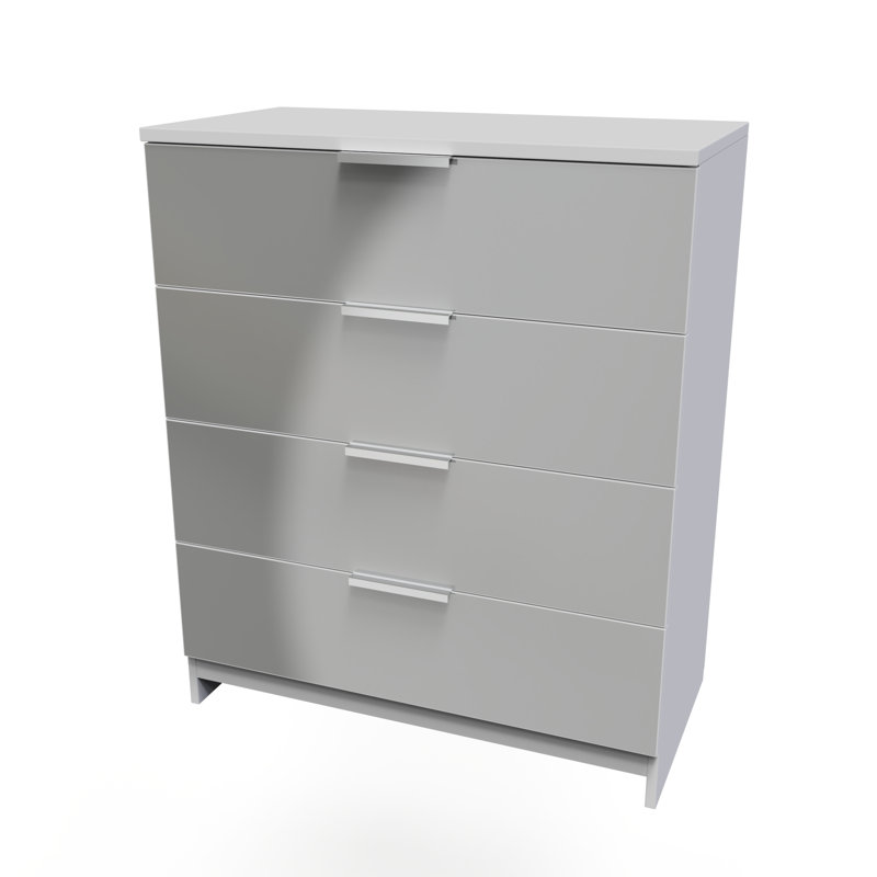 Fully Assembled Herma 4 - Drawer Chest of Drawers, Uniform Grey/White