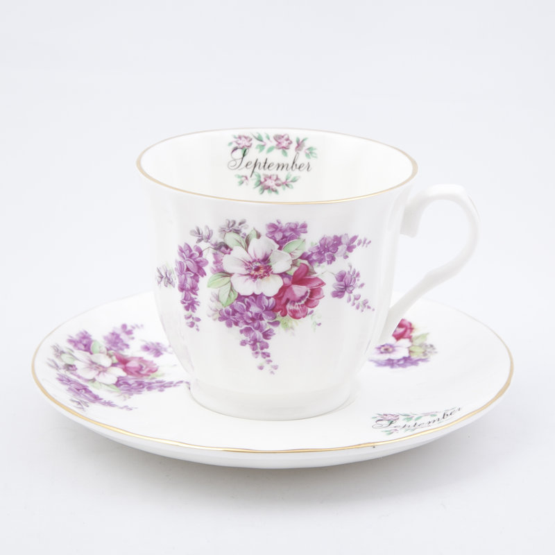 Flowers Of The Month Bone China Teacup and Saucer