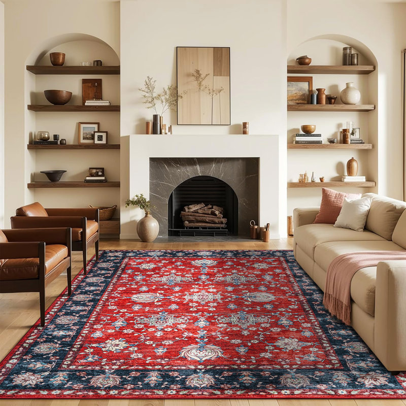 Fillender Washable Soft Vintage Rug Fashion Floral Rug For Living Room Dorm Decor, Rectangle 4' x 6'