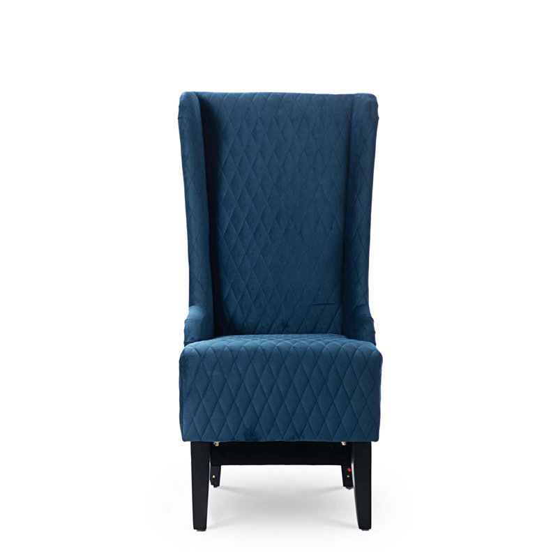 Janayiah Modern Upholstered Wing Back Dining Chair, High Back Side Chair, Blue