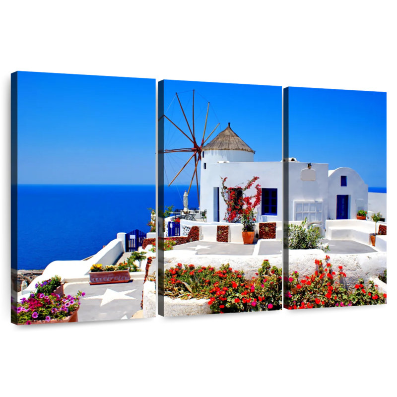 Moulin à vent Gillia Scenic Oia, H 36 po x l 57 po