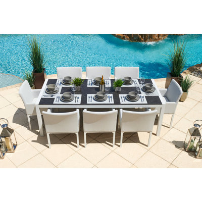Ensemble de salle à manger rectangulaire pour 8 personnes 90,5 po Milan avec coussins Milan