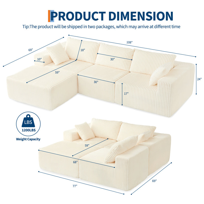3 Seater Sofa, White