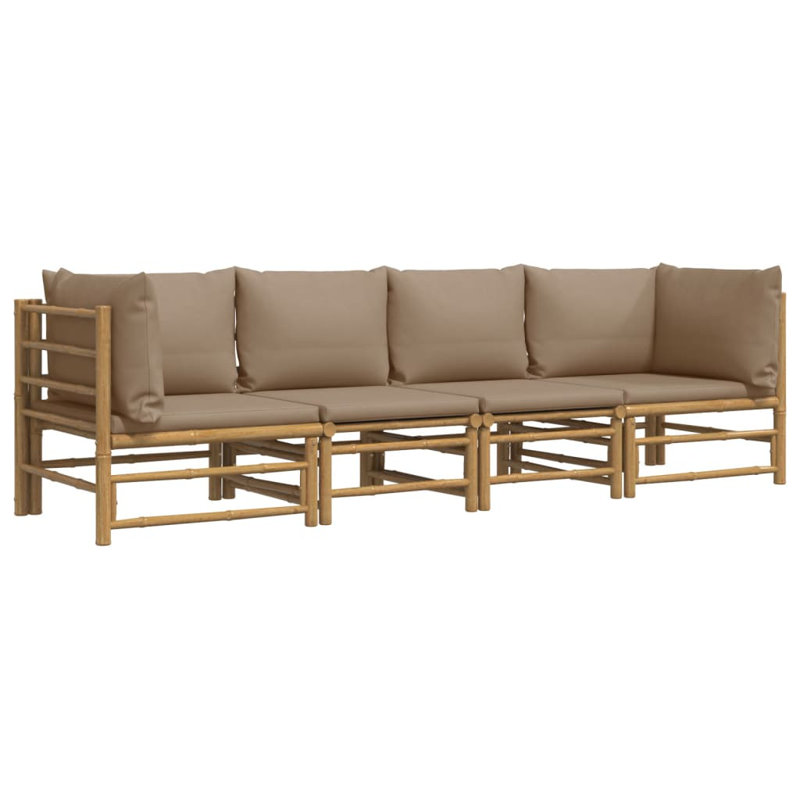 Patio Sectional Set with Cushions, Taupe