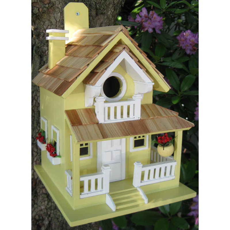 Yellow Pine Shingle Backyard Bird Cottage with Flower Boxes