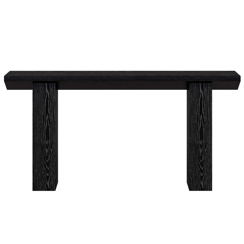 63-Inch Industrial Farmhouse Extra Long Console Table With Narrow Design For Entryway, Hallway, And Behind Couch, Wood Grain Finish