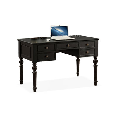 Black Rectangular Solid Wood with 5 drawers writing desk