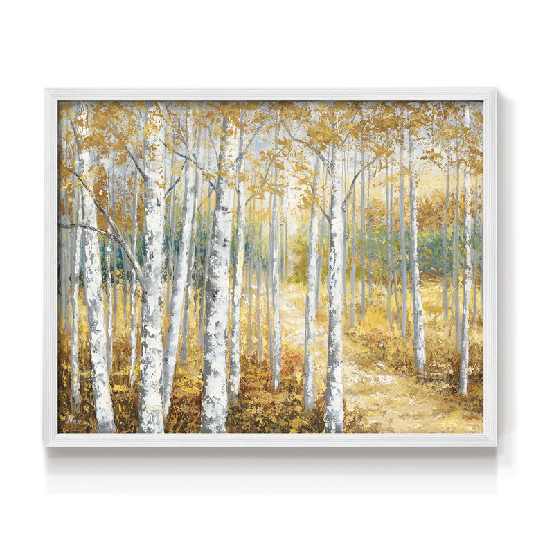 Birch Path II -Framed Print - Restickable, H 16 po x l 20 po, Blanc
