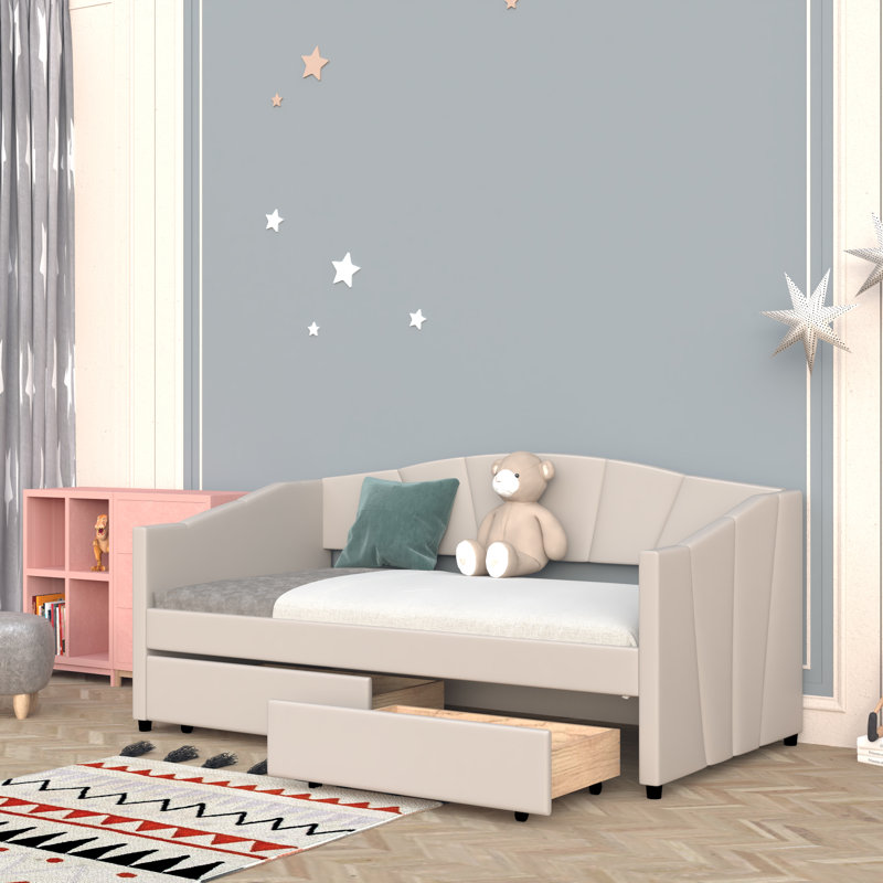 Edib Kids Twin Daybed with Drawers, Beige