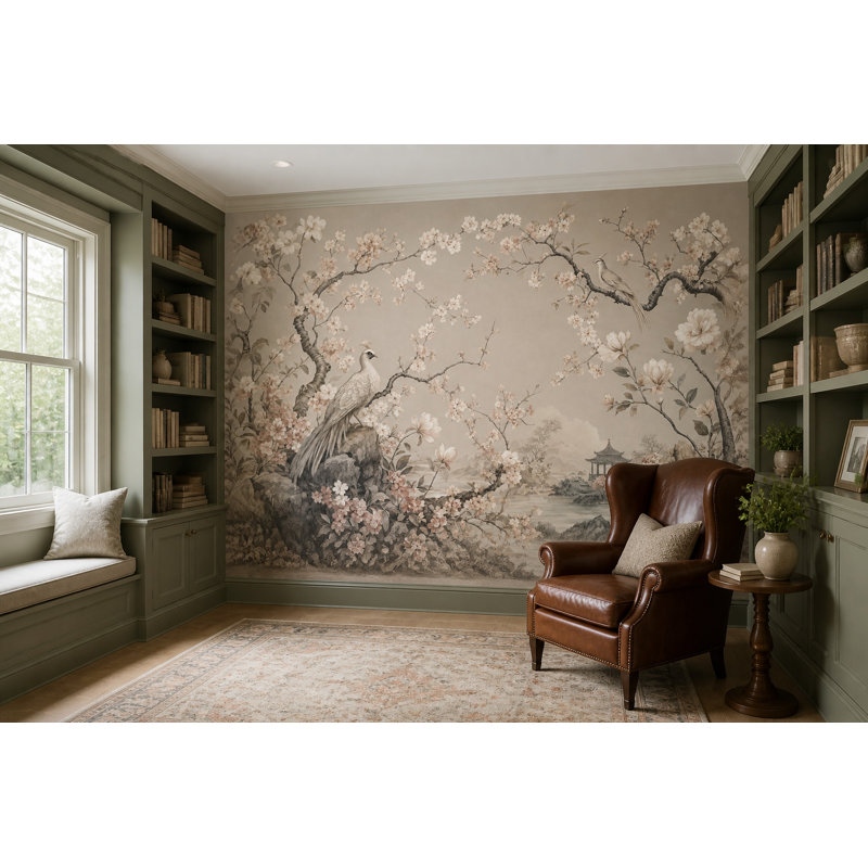Papier peint chinois Chinoiserie, 200 po x 120 po, Peler et coller