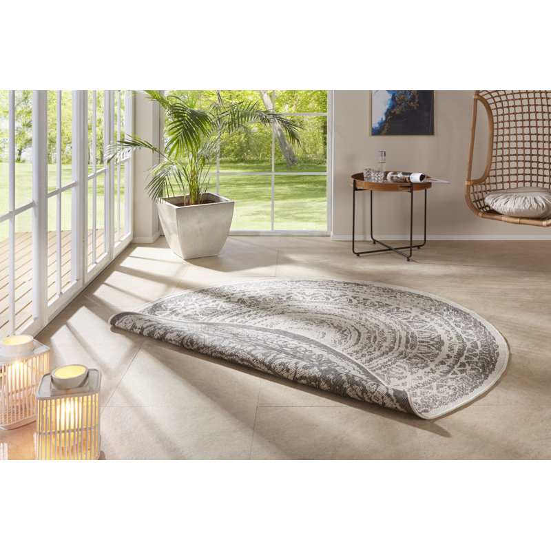 Rosica Flatweave Grey Rug, Round 140 cm
