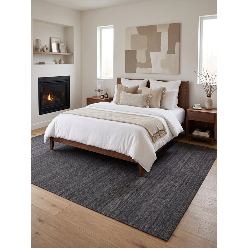 Masala Hand Loomed Area Rug in Charcoal, Rectangle 5' x 8'
