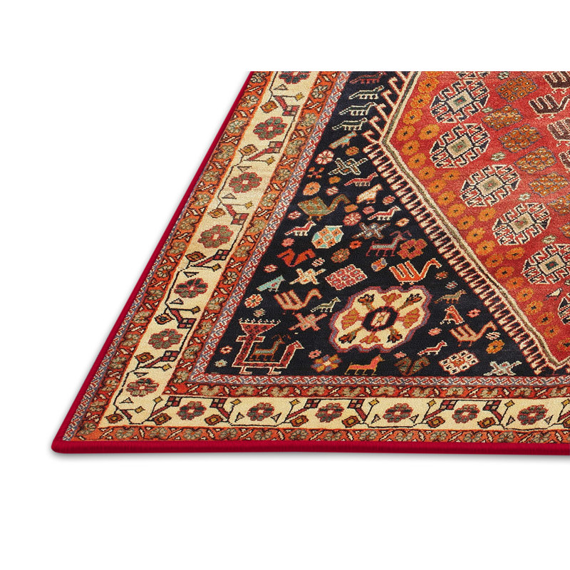 Tapis traditionnel rouge / noir, Rectangle 4 pi x 6 pi