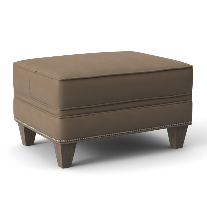 Taraval Ottoman, Rio Mineral Genuine Leather, Stone, Pewter