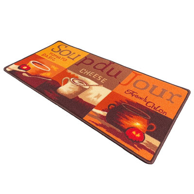 Tapis de cuisine brun et orange lavable avec envers antidérapant - 19 po x 39 po