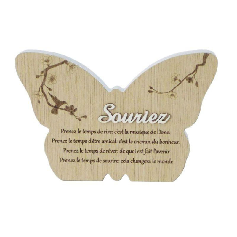 Enseigne en forme de papillon "Souriez"