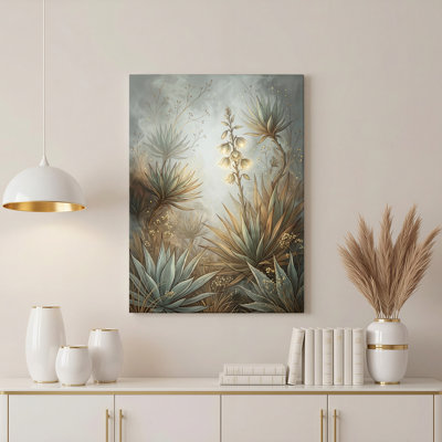 «Gallery Wrap», art mural sur toile pour le salon, la chambre à coucher, le bureau ou le vestibule - décoration murale décorative avec flore du désert
