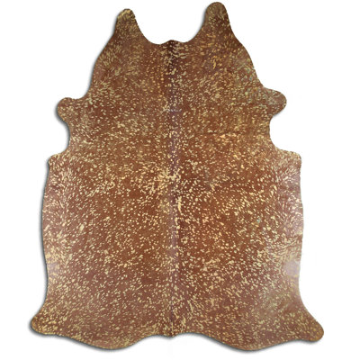 Tapis en cuir de vache brun doré métallique sur mesure