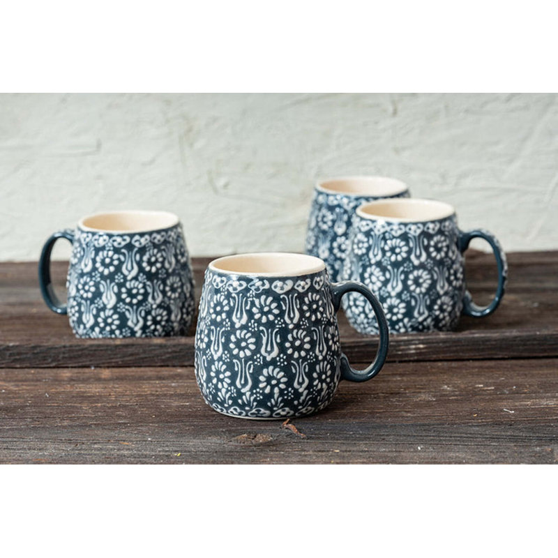 Hand Painted Ceramic Ceramic Coffee Mug, Gray