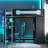 Full Size Wood Loft Bed with Desk, Open Wardrobe & RGB Lighting, Multi-Functional Bed for Kids and Teens, Blue-1019436274
