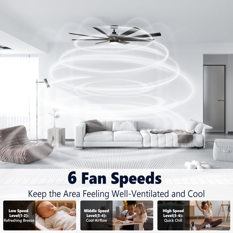 60" Ceiling Fan with Light: Reversible, 3 CCT Dimmable, Remote Control, Flush Mount
