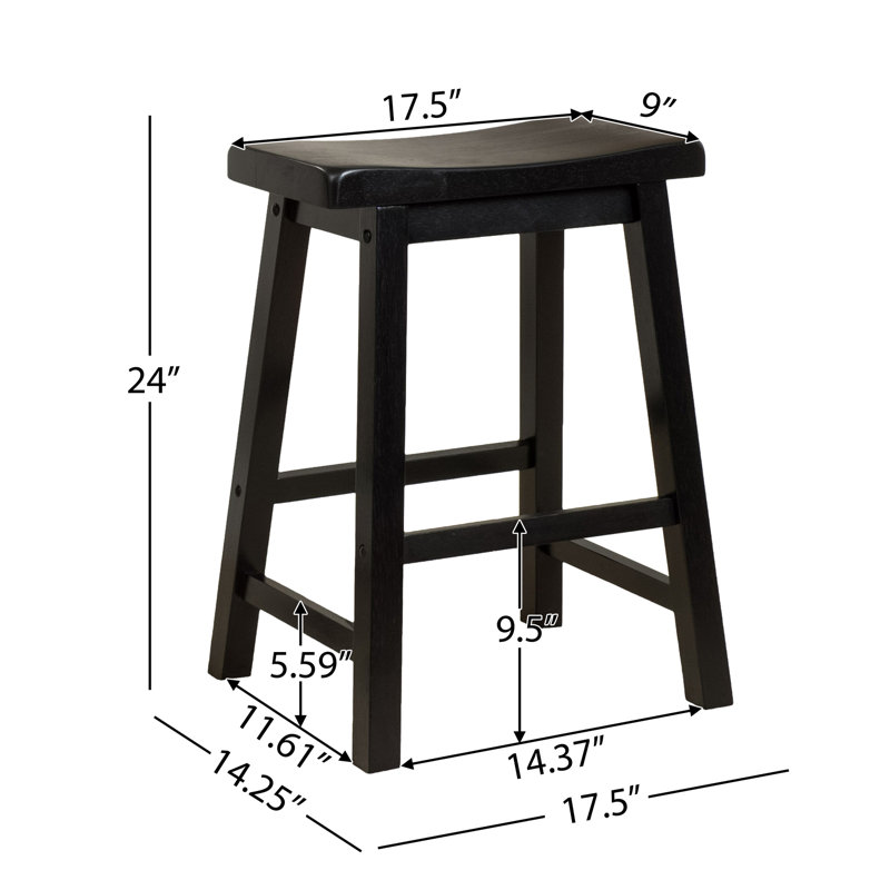 Black Wood 24In Saddle Counter Stool, Serving Area Marvelous, 17.13In D X 14.31In W 24.22In H, 12.3Lb Stool In Wood, Attraction, D, W, Weight