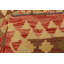 Tapis de zone en laine rouge/beige 3 pi 6 po x 6 pi noué la one-of-kind main Doorfield