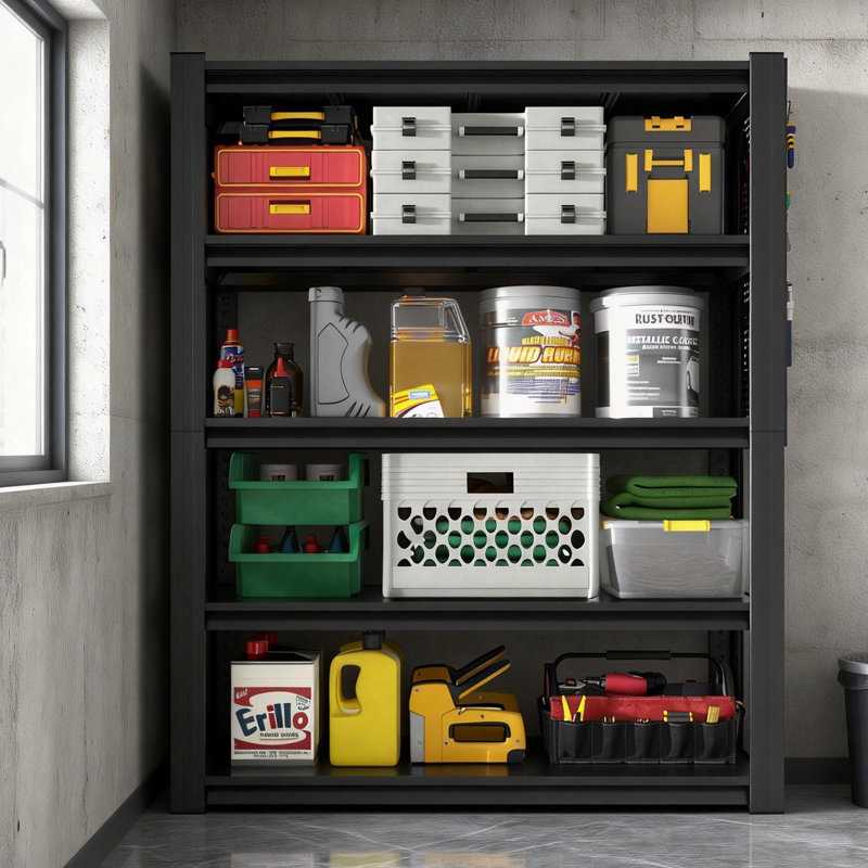 Étagère de rangement robuste à 5 niveaux avec panneau perforé 78 po H 78 po, étagère industrielle en métal pour garages, entrepôts, bureaux, cuisines, chambres à coucher - P 18 po x l 47,2 po x H 78 po