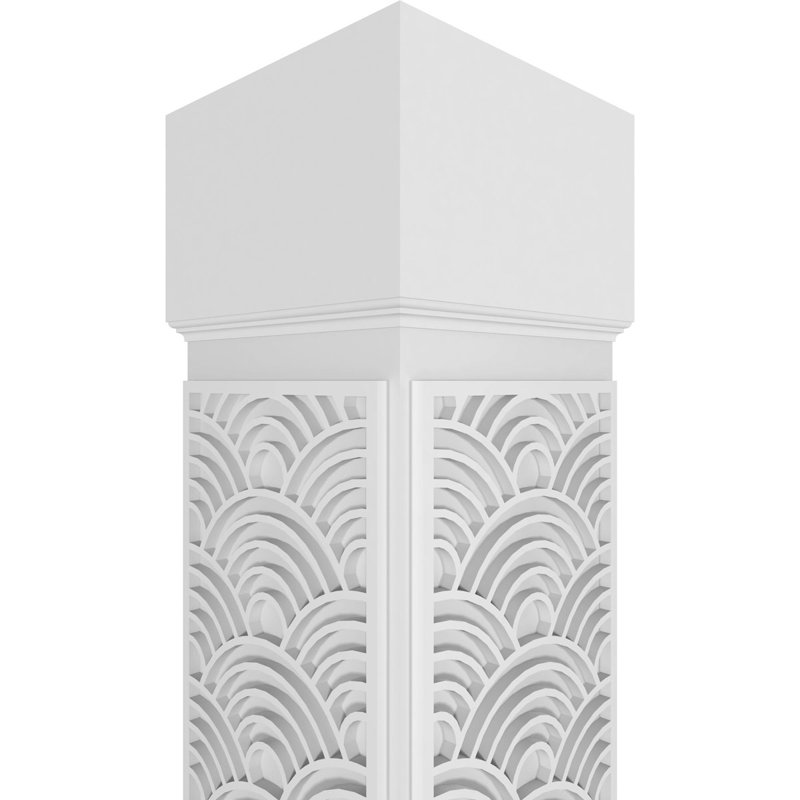 Carré Art déco non effilé avec colonne standard capitonnée et base standard, H 96 po x l 9,625 po x P 9,625 po