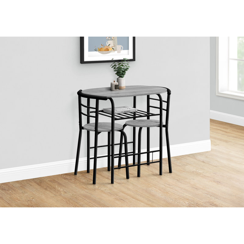 Ensemble de 3 tables de salle à manger, petites, L 32 po, cuisine, métal, stratifié, contemporain, gris