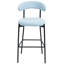 Tabouret de bar bleu à dossier ouvert de 26 po avec siège souple, base noire et repose-pieds, de 2 pour la cuisine, le salon ou le bureau, dossier moderne, coussin, structure en métal, bureau, meuble-lavabo