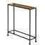 Table d'appoint, fabrication en métal, surface en laiton texturé antique, base en bronze, plateau rectangulaire élancé, plateau de style plateau amovible, sans assemblage, patins de plancher, profondeur de 20,83 po, largeur de 6 po, 22,5 po