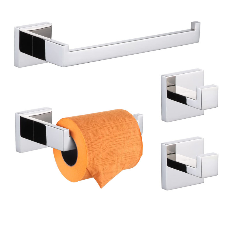 Andriejus 4 - Piece Bathroom Hardware Set, Polished Chrome