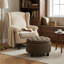 64 cm Round Coffee Table with Storage Tufted Ottoman Upholstered Footstool for Living Room Bedroom Entrway-136126110