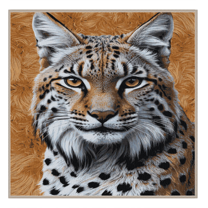 Washable Eurasian Lynx Big Cats Area Rug, Square 5'