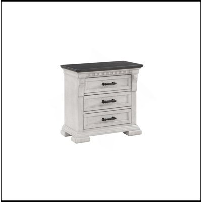 Transitional Style 3-Drawer Night Stand Made With Wood In Antique White