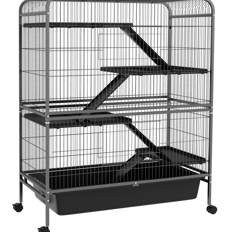 Cage pour petits animaux 53,5 "avec roulettes - métal à 5 niveaux, gris pour furet et chinchilla à 5 niveaux et chinchilla