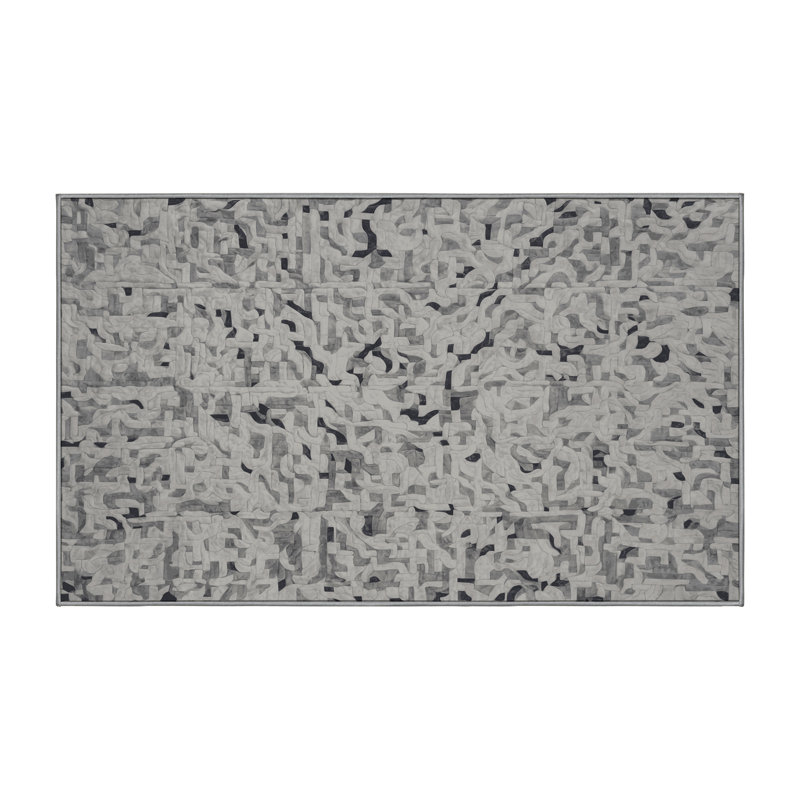 Tapis gris lavable à la machine, Rectangle 6 pi x 9 pi