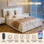 Structure de lit plateforme tapissier en similicuir de couleur blanche, taille double pour chambre à coucher moderne avec tête de lit à DEL réglable