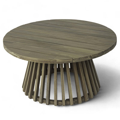 Table basse d'extérieur en bois d'acacia pour le patio, table basse ronde pour la cour arrière, pelouse et balcon